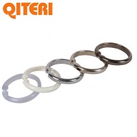 Brushed nickel shower white curtain rings with hooks