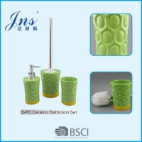 Honeycomb embossed ceramic green bathroom accessories set