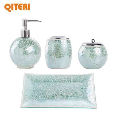 Marble Brushed Effect No Drill White Ceramic Diamond Popular New Modern Fancy Luxury European Design Bathroom Accessories Set